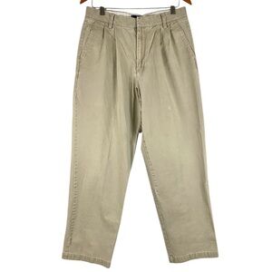 Docker's Men’s Pleated Straight Leg Tan Khakis 100% Cotton Size 32/32